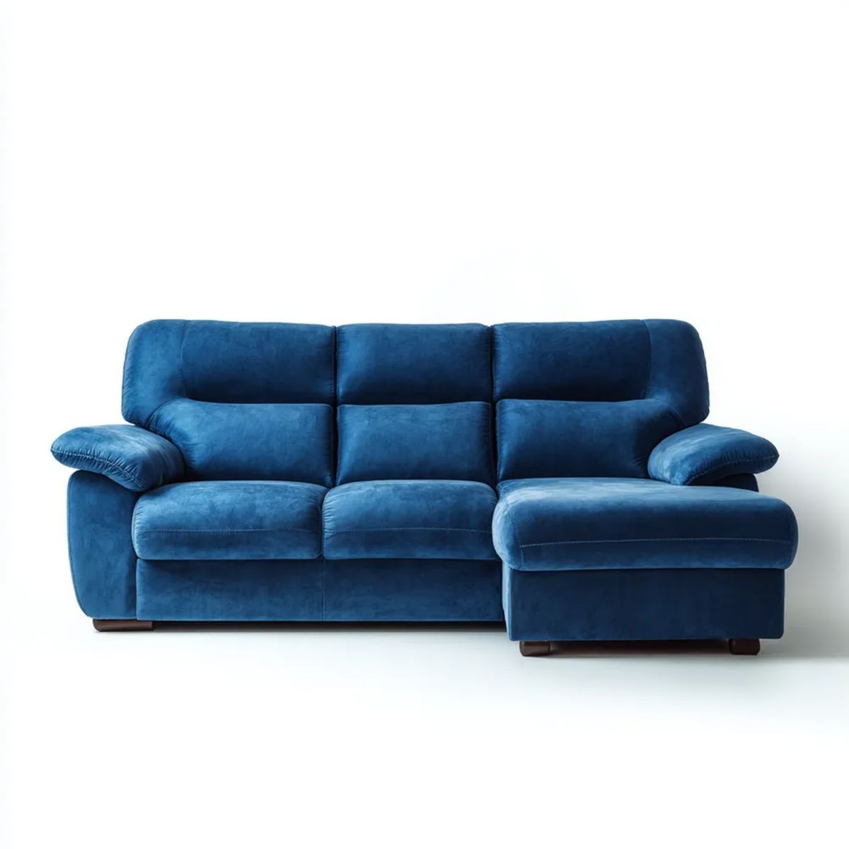 Granatowa sofa narożna z prawostronnym szezlongiem, aksamit poliestrowy, 270 × 165 × 92 cm