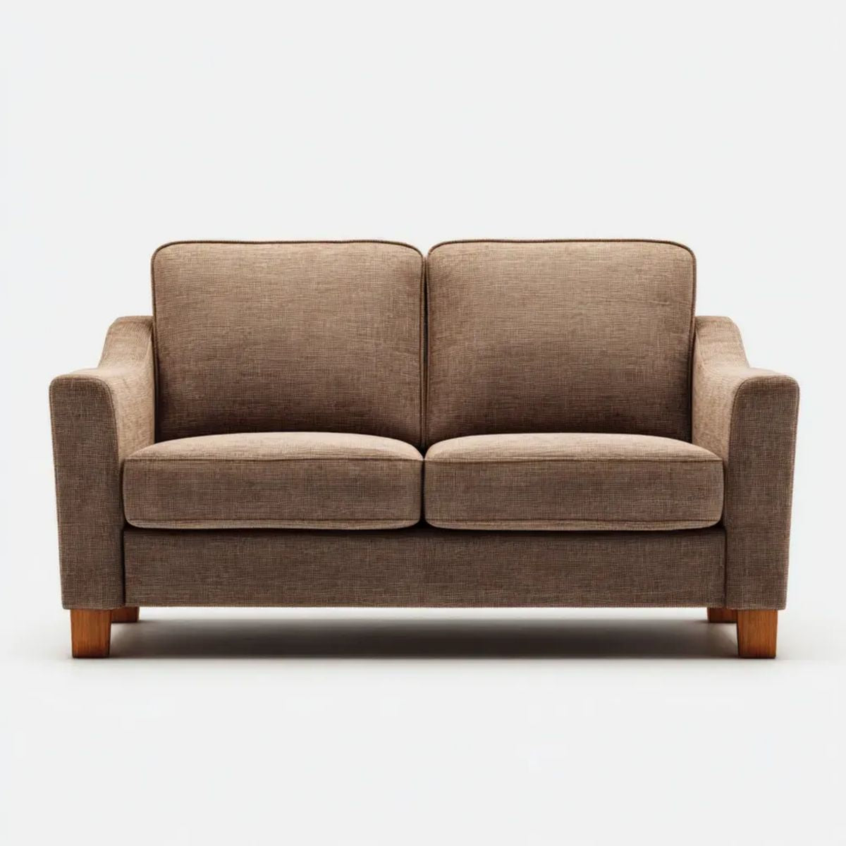 Brązowa sofa dwuosobowa z tapicerką poliestrową, 150 × 85 × 85 cm