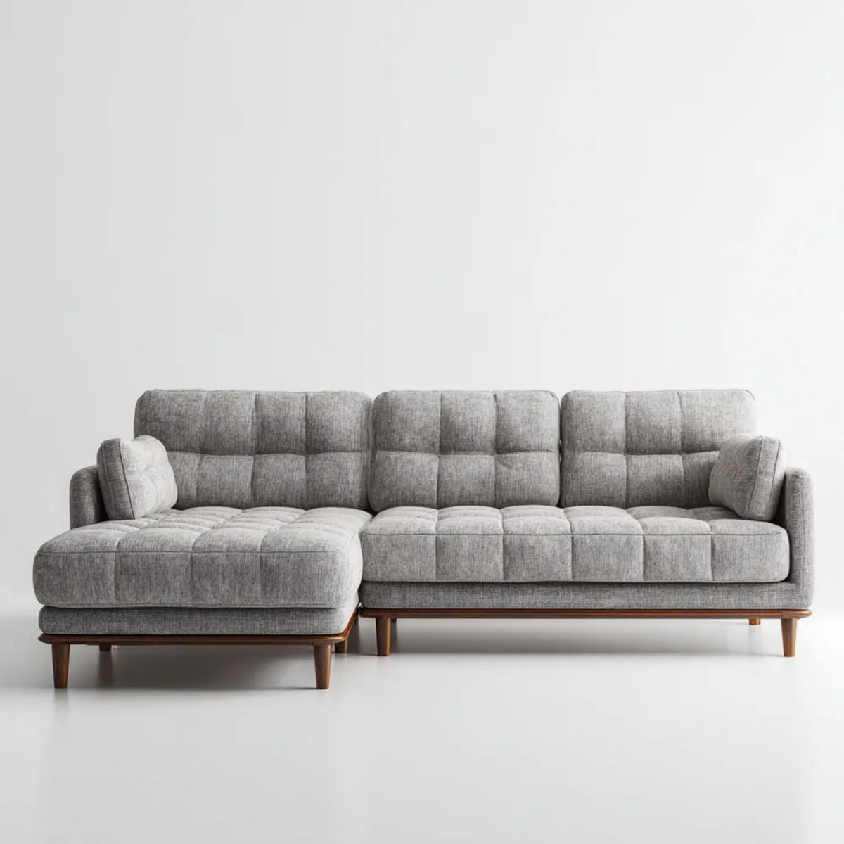 Lewostronna sofa narożna 3-osobowa w kształcie L z tkaniny, szaro-brązowa, 280 × 160 × 85 cm