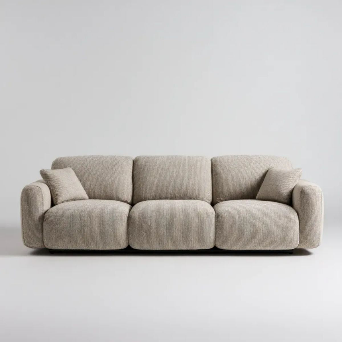 Trzyosobowa sofa beżowa z tapicerką poliestrową, 240 × 100 × 82 cm