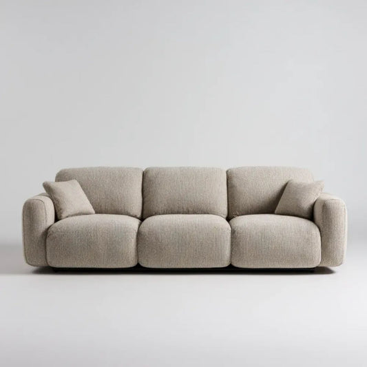 Trzyosobowa sofa beżowa z tapicerką poliestrową, 240 × 100 × 82 cm