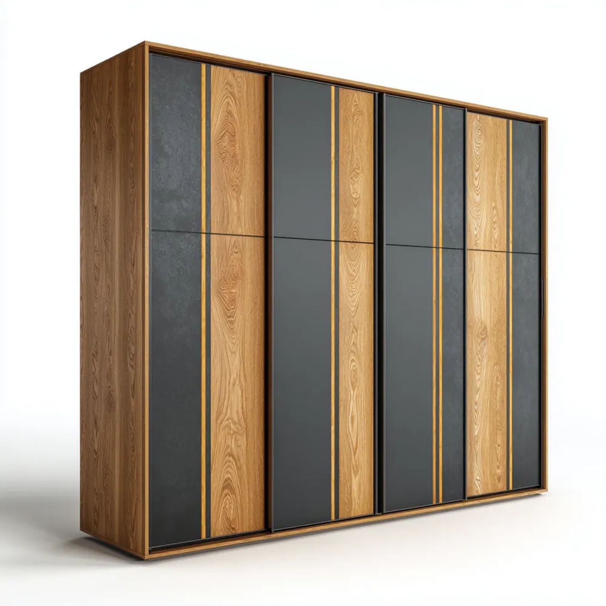 Trzydrzwiowa szafa przesuwna z płyty laminowanej Dąb/Antracyt/Złoty 250 × 60 × 220 cm