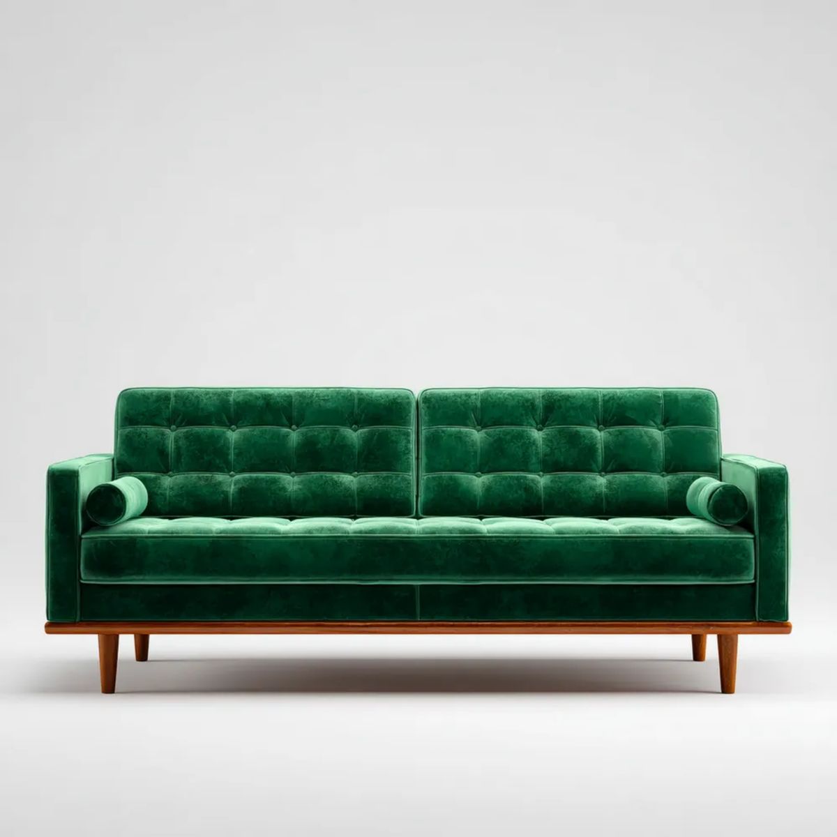 Trzyosobowa sofa zielona z aksamitu poliestrowego 220 x 90 x 85 cm