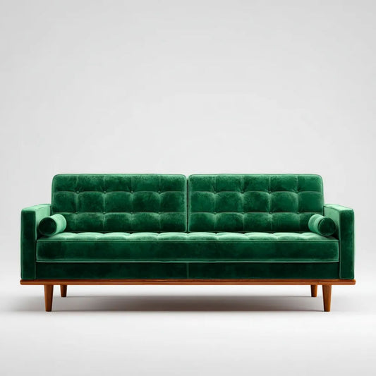 Trzyosobowa sofa zielona z aksamitu poliestrowego 220 x 90 x 85 cm