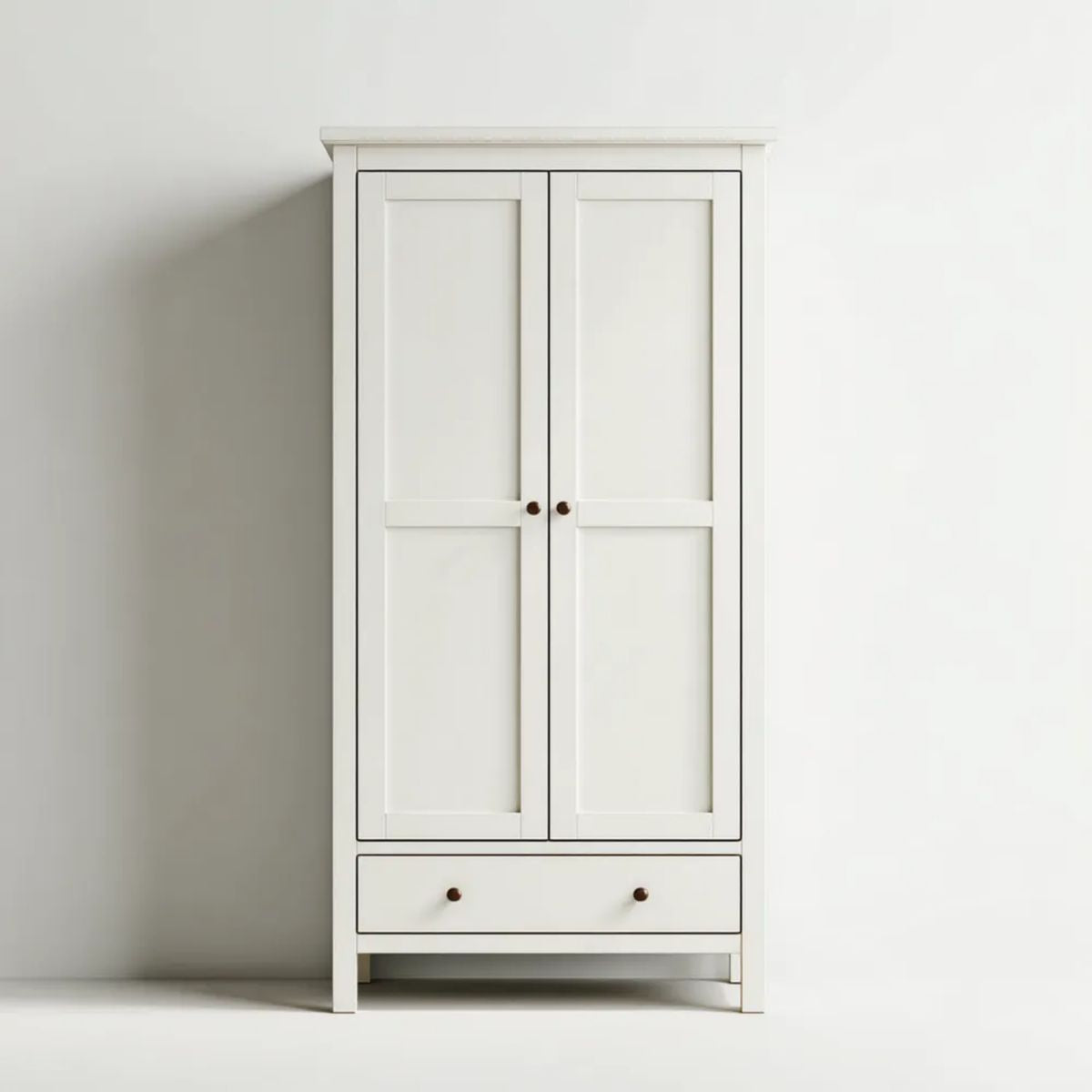 Biała szafa ubraniowa z płyty MDF 80 x 50 x 180 cm, 2 drzwi i szuflada