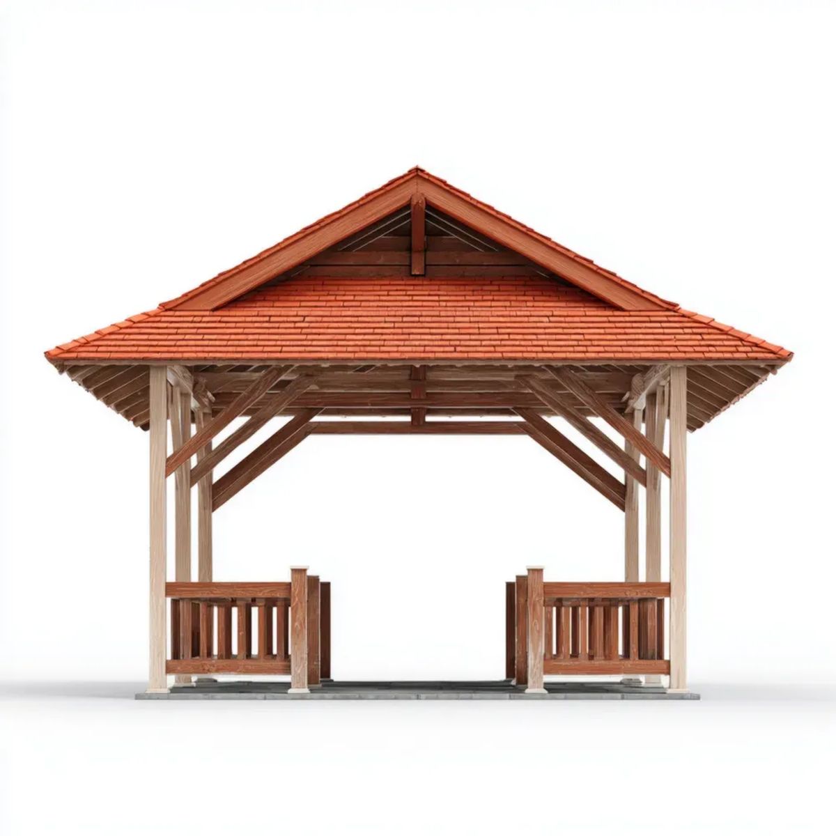 Zewnętrzna altana prostokątna z drewna brązowa 400 × 300 × 320 cm z dachem ceramicznym