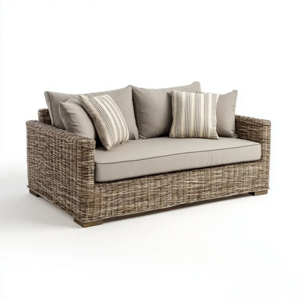 3-osobowa sofa ogrodowa z technorattanu, beżowo-brązowa, 200 × 85 × 85 cm