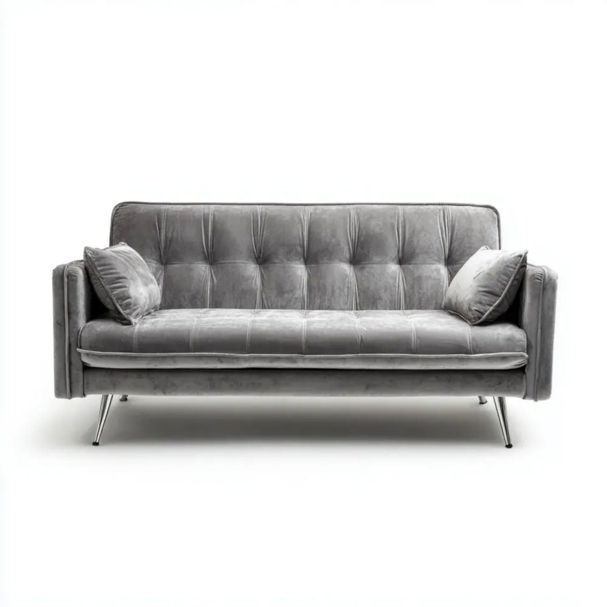 Trzyosobowa sofa aksamitna szara 210 x 90 x 85 cm