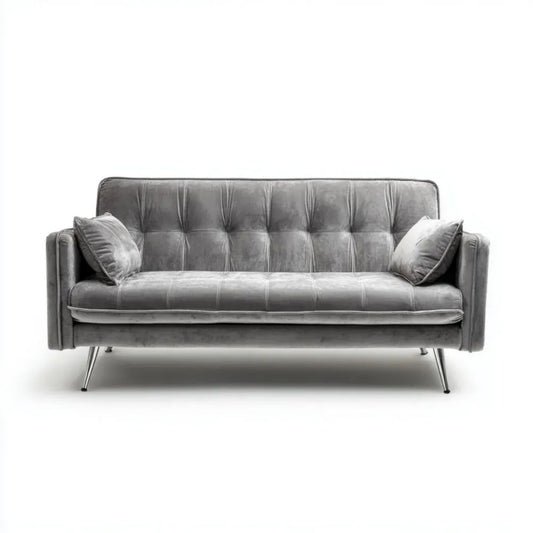 Trzyosobowa sofa aksamitna szara 210 x 90 x 85 cm