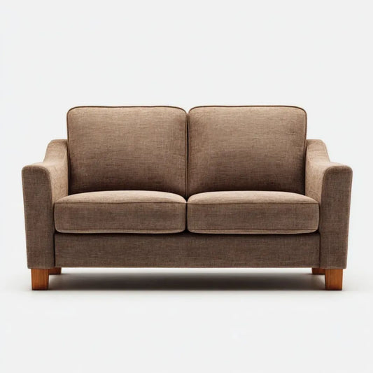 Brązowa sofa dwuosobowa z tapicerką poliestrową, 150 × 85 × 85 cm