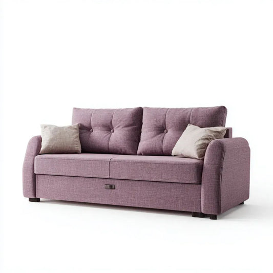 Fioletowa sofa rozkładana z tapicerką tkaninową, 200 x 90 x 88 cm