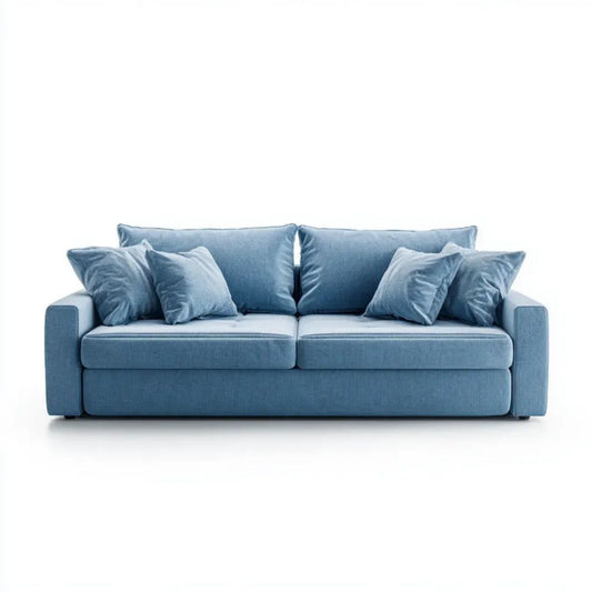 Sofa 3-osobowa niebieska z tapicerką poliestrową 220 × 95 × 85 cm