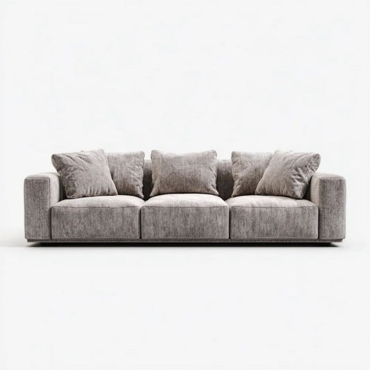 Trzyosobowa sofa szara z tapicerką poliestrową 240 x 95 x 75 cm